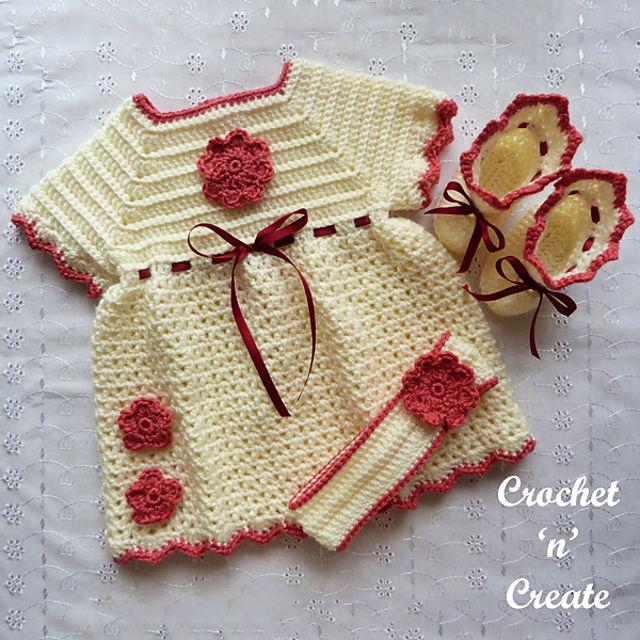 Crochet Newborn Baby Dress Set Pattern