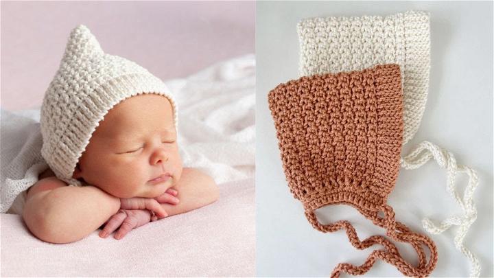 Crochet Newborn Bonnet - Step By Step Instructions