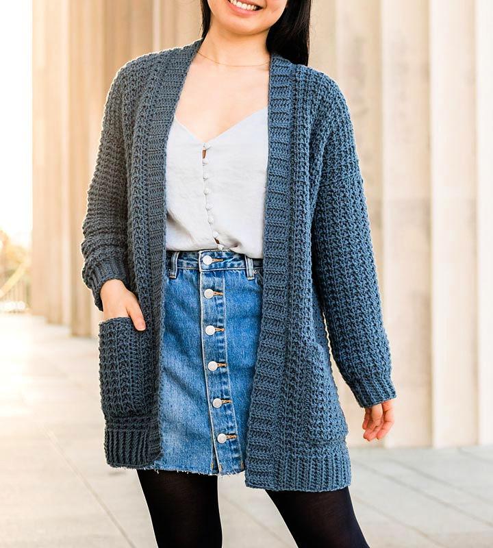 Crochet Oversized Waffle Cardigan Pattern