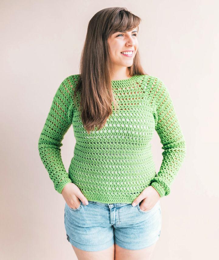 Crochet Pucker Pullover Sweater Pattern for Ladies