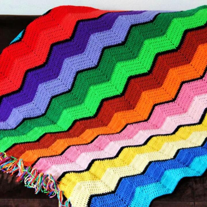 Crochet Retro Queen Size Ripple Afghan Pattern