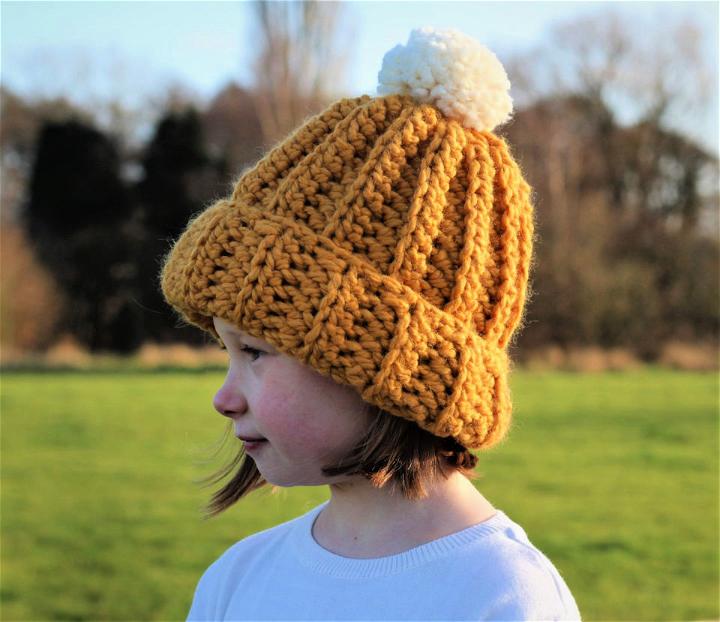 Crochet Ribbed Hat for Kids Free Pattern