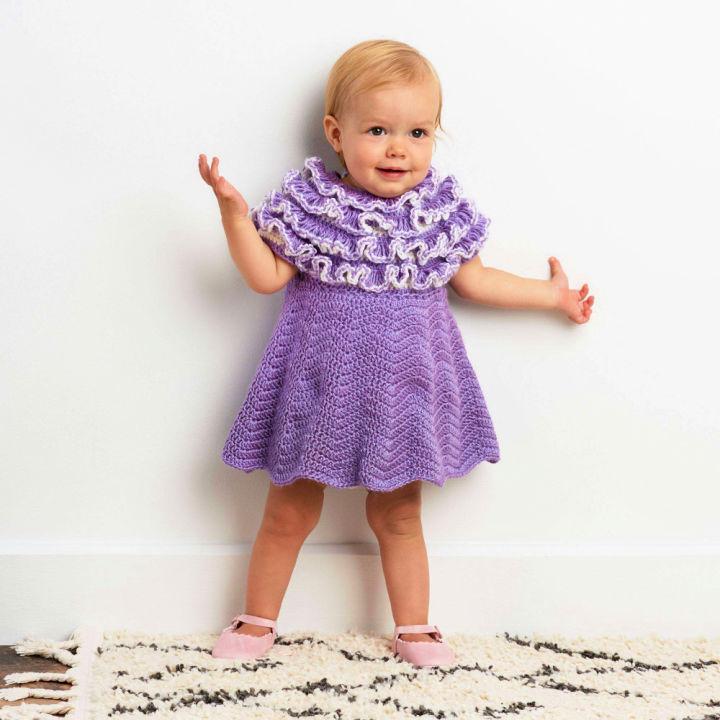 Crochet Ruffle Yoke Baby Dress Pattern Diagram
