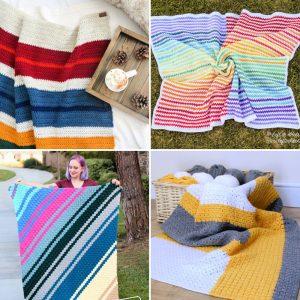 30 Free Striped Crochet Blanket Patterns - Easy aCrochet Striped Blanket Pattern