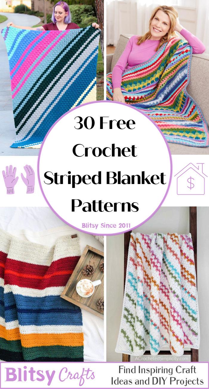 30 Free Striped Crochet Blanket Patterns - Easy aCrochet Striped Blanket Pattern