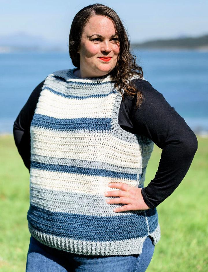 Crochet Striped Sweater Vest Pattern for Ladies