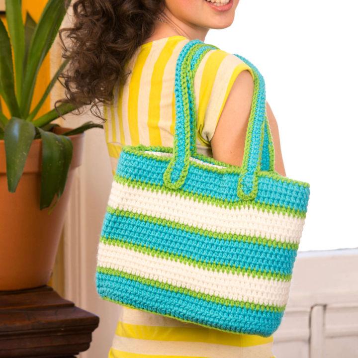 Crochet Striped Tote Bag Pattern