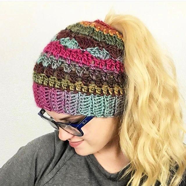 Crochet Sweet Harmony Messy Bun Hat Pattern