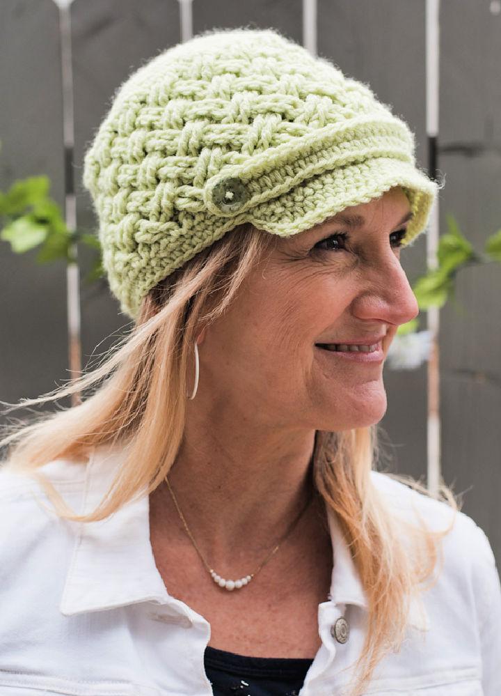 Crochet Textured Brimmed Newsboy Hat Pattern