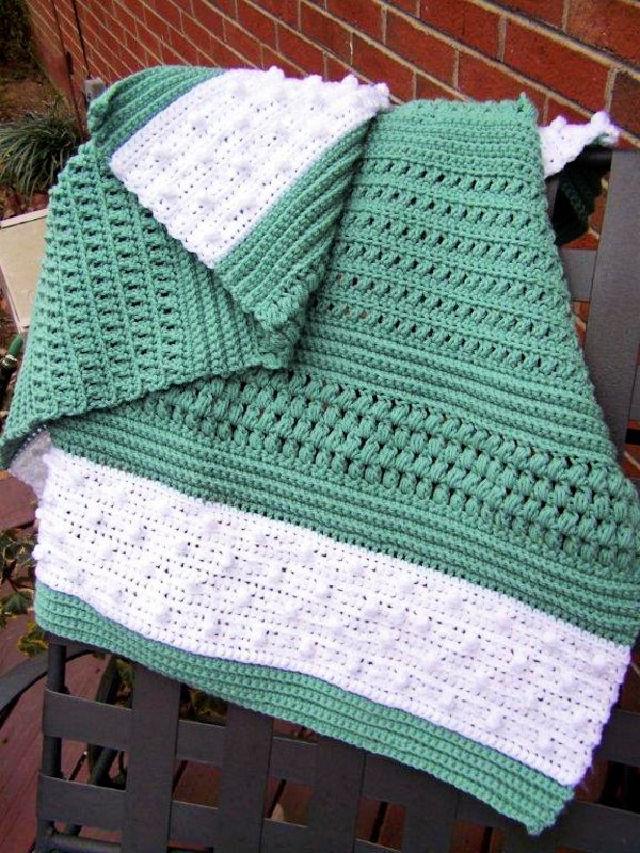 Crochet Textured Reversible Lap Blanket for Nursing Home