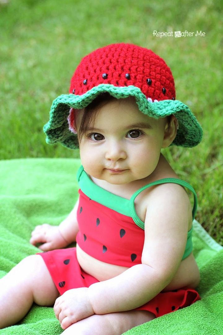 Crochet Watermelon Baby Sun Hat Pattern