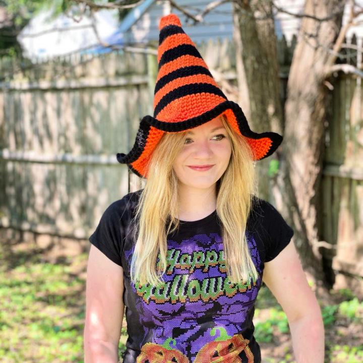 Crochet Wicked Stripes Witch Hat Pattern for Adults