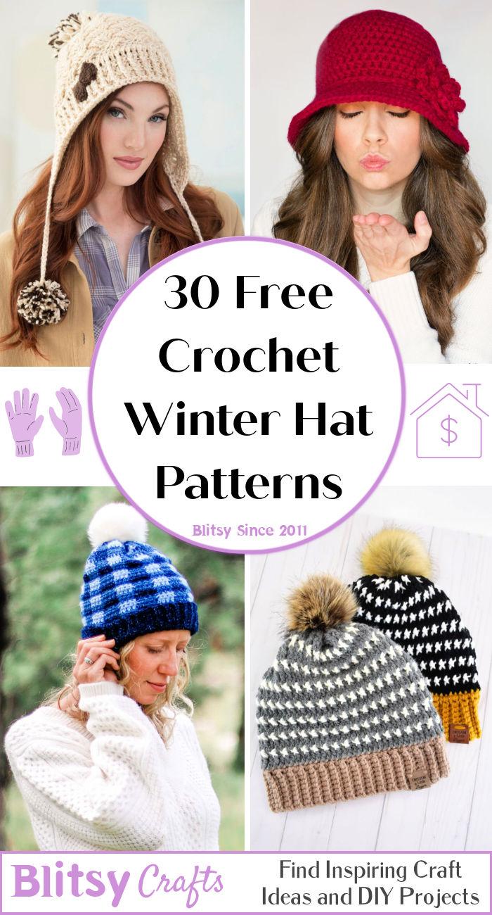 30 Free Crochet Winter Hat Patterns for Beginners - Step by Step Crochet Winter Hat Pattern