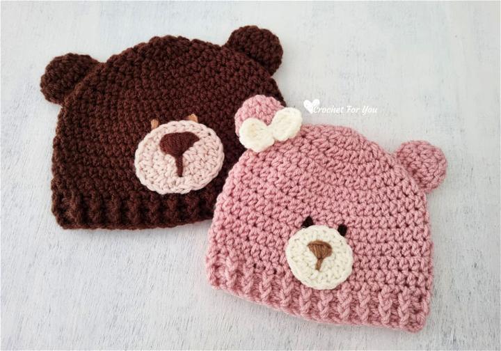 Crocheted Baby Bear Hat - Free Pattern