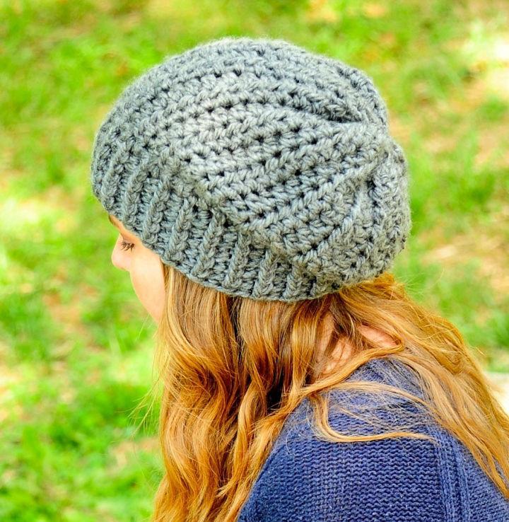 Crocheting a Chunky Ribbed Slouchy Beanie Free Pattern