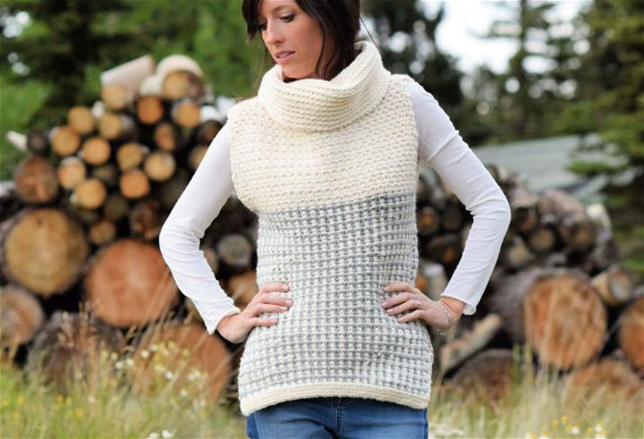 Easy Crochet Cowled Sweater Vest Pattern