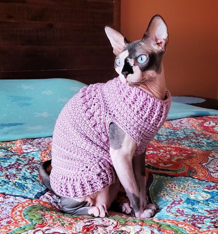 Easy Crochet Linked Puff Cat Sweater Pattern