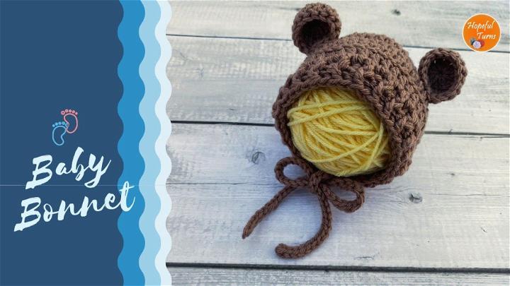 Easy Crochet Newborn Bonnet With Ears