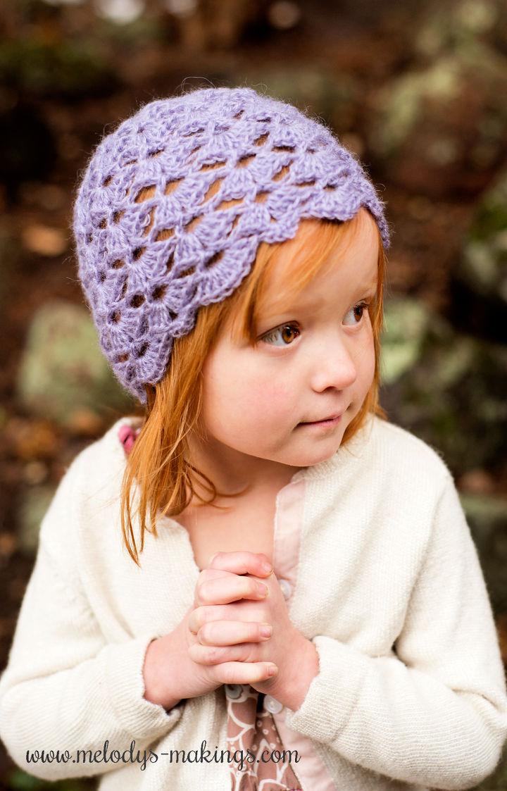 Free Crochet Antique Pearl Hat Pattern for Toddler Girl