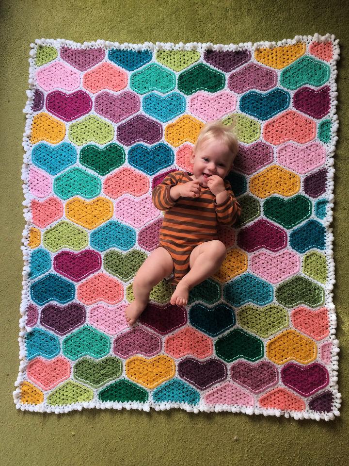 Free Crochet Granny Heart Blanket Pattern