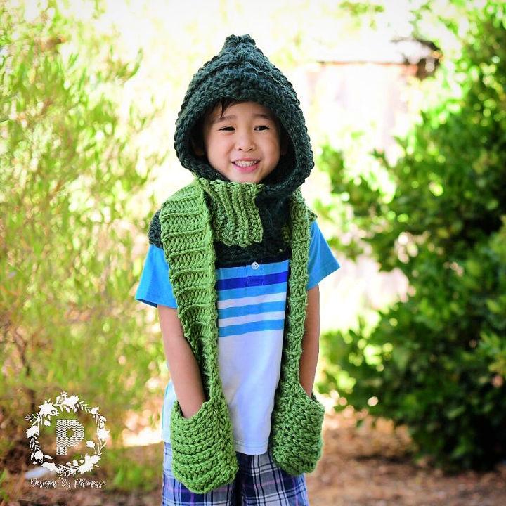 Free Crochet Pattern for Hooded Scarf