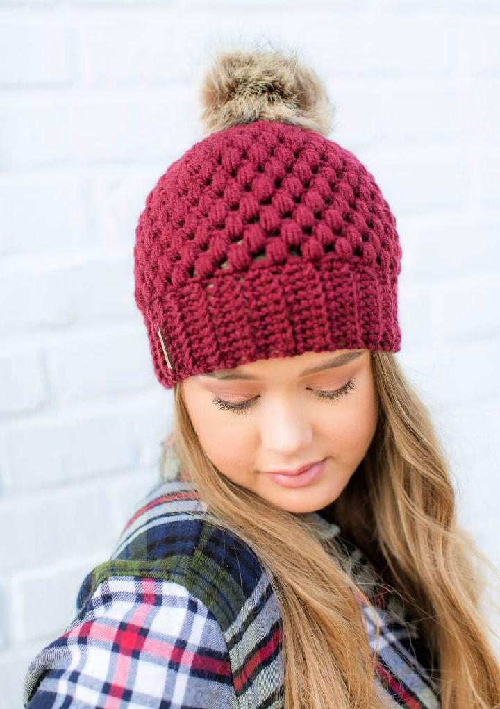 Free Crochet Pattern for Ponytail Claire Beanie