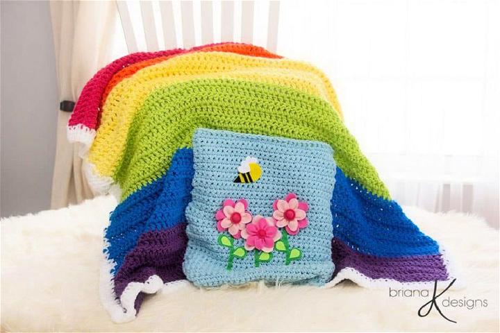 Free Crochet Rainbow Blanket Pattern