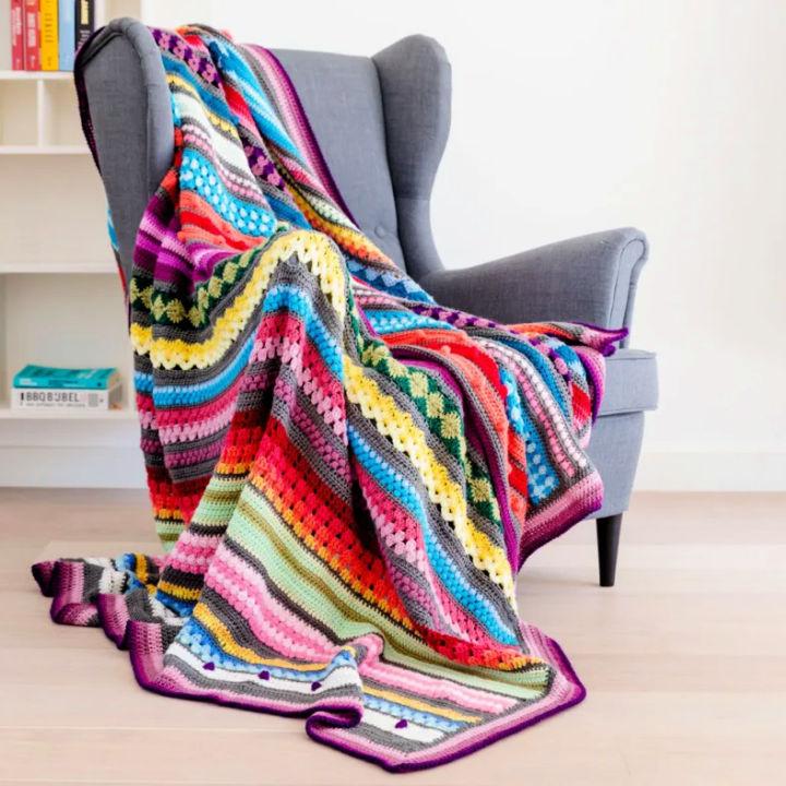 Free Crochet Rainbow Sampler Blanket Pattern