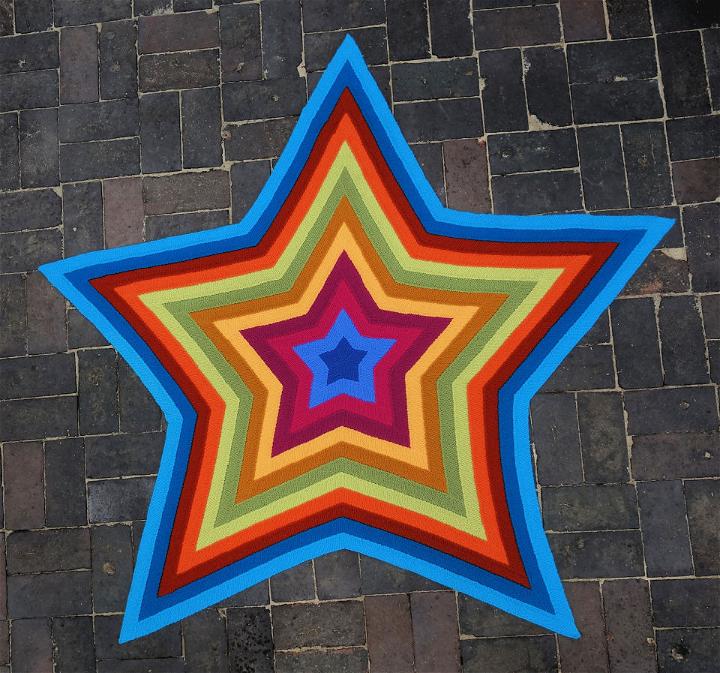 Free Crochet Rainbow Star Blanket Pattern