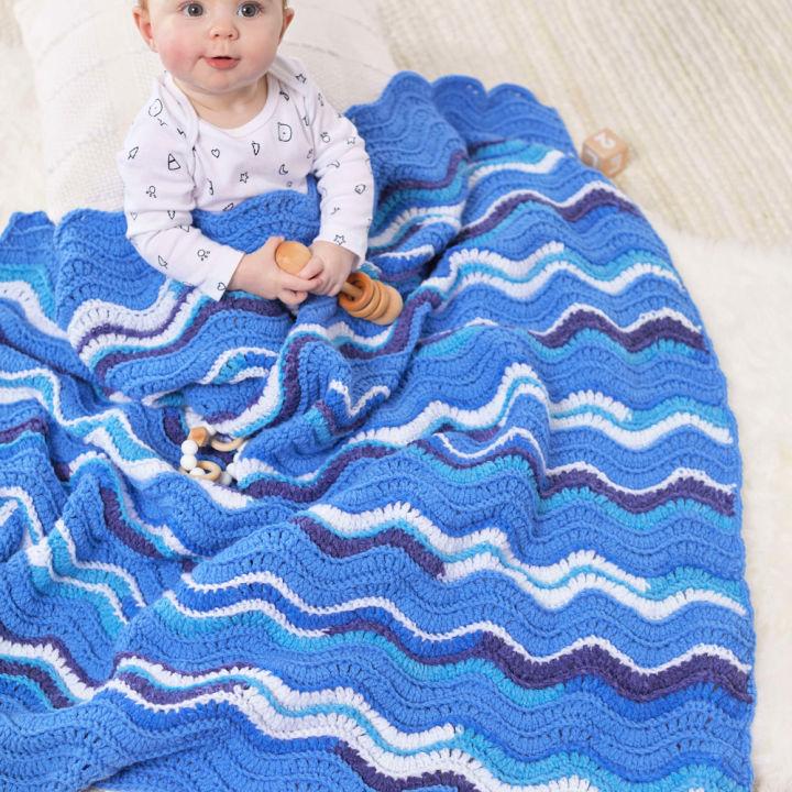 Free Crochet Ridged Ripples Baby Blanket Pattern