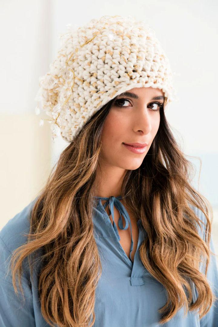Free Crochet Sparkle Snow Bunny Hat Pattern