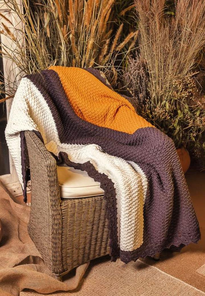 Free Crochet Striped Cotton Throw Pattern