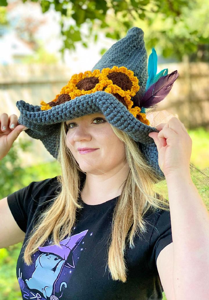 Free Crochet Sunflower Witch Hat Pattern
