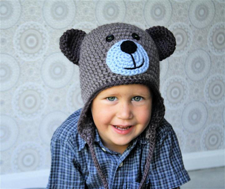 Crochet Teddy Bear Hat Pattern With Ear Flaps