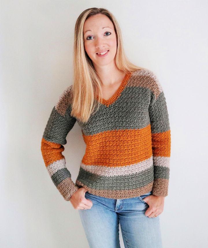 Free Crochet V Neck Pullover Sweater Pattern