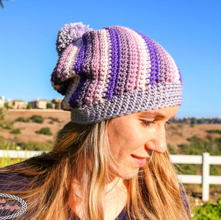 Free Spiral Slouchy Hat Crochet Pattern for Beginners