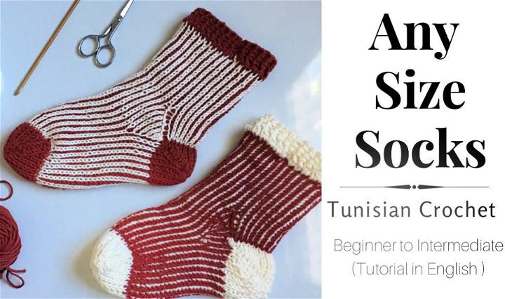 Thick and Comfy Socks, Tunisian Crochet - Mode Bespoke