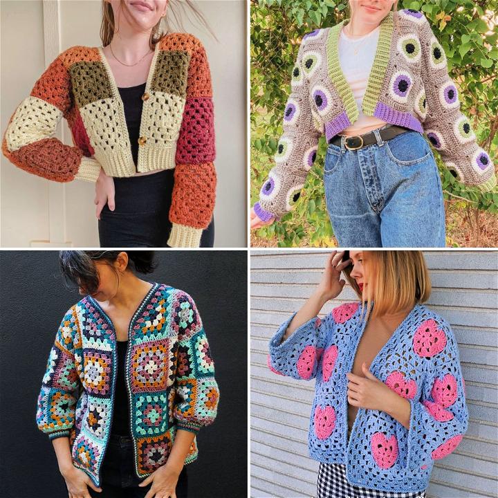 35 Free Crochet Granny Square Cardigan Patterns - Blitsy