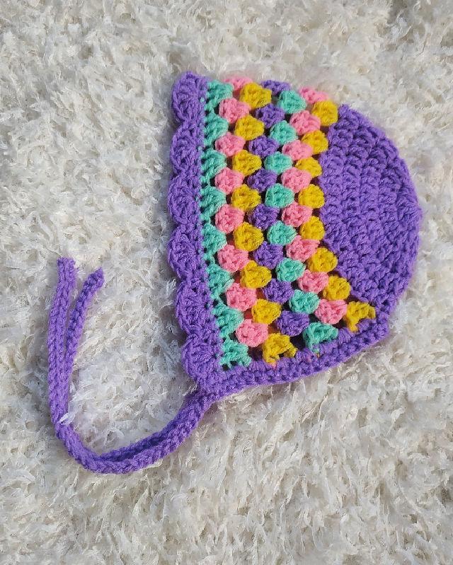 Granny Stripes Baby Bonnet Crochet Pattern