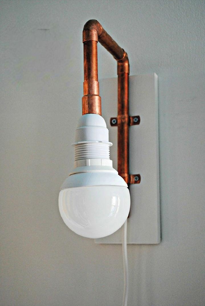 Homemade Copper Pipe Wall Sconce