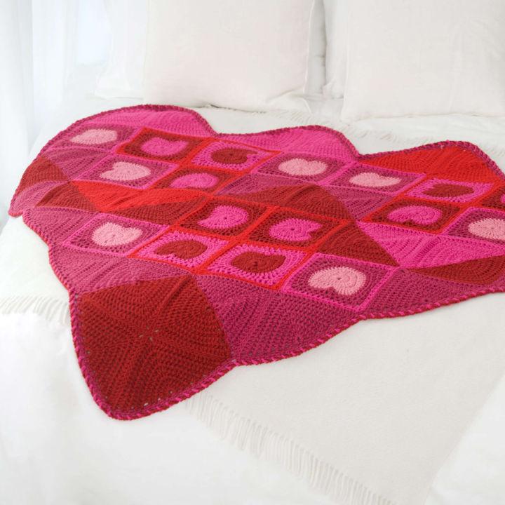 How to Crochet Heart Shaped Throw Free Pattern