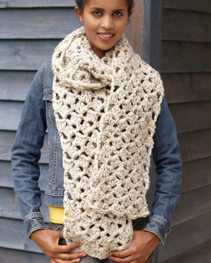 How to Crochet Lacy Scarf Free Pattern