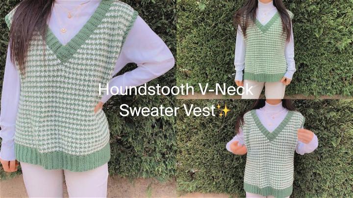 How to Crochet Oversized Houndstooth Sweater Vest