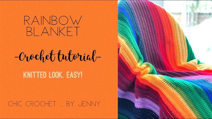 How to Crochet Rainbow Blanket with Scrap Yarn Leftover