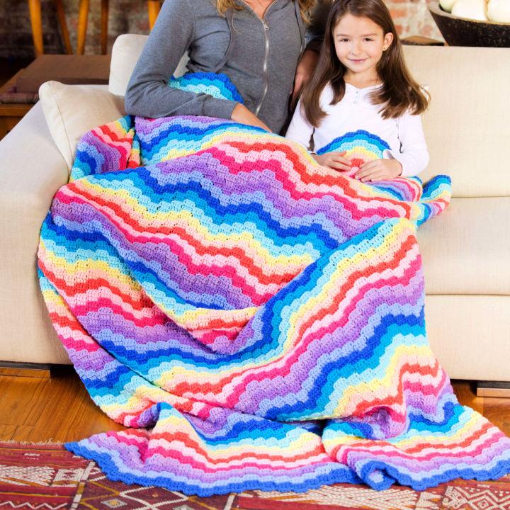 How to Crochet Rainbow Waves Throw Free Pattern