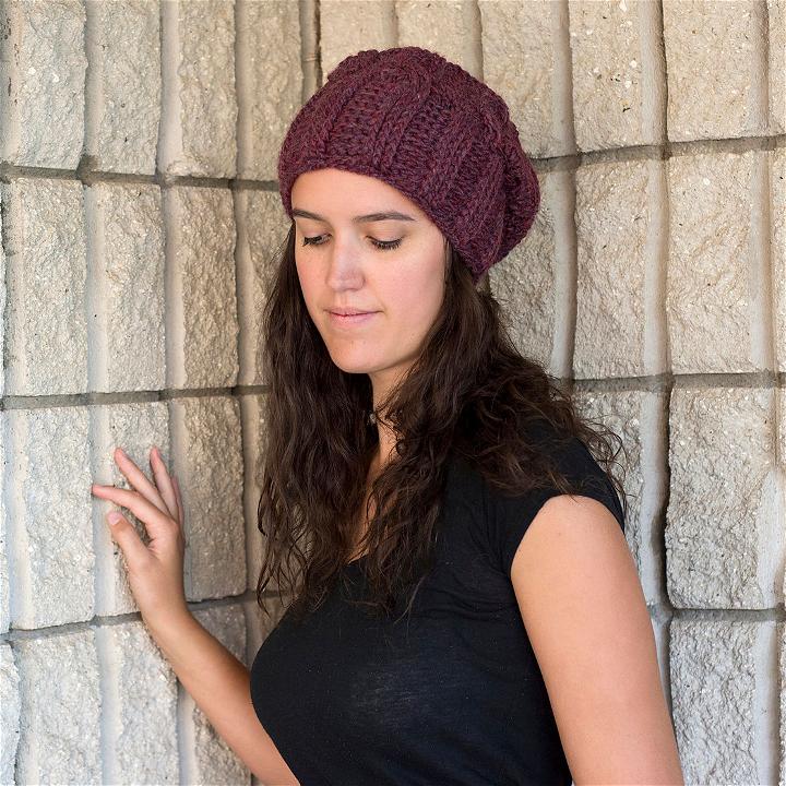 How to Crochet Slouchy Cabled Hat Free Pattern