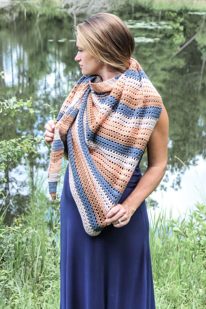 How to Crochet Striped Triangle Shawl
