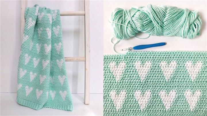 Modern Crochet Hearts Baby Blanket Pattern