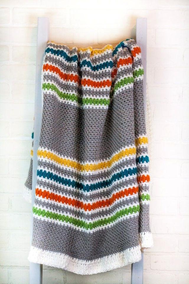 Modern Striped Crochet Blanket Pattern