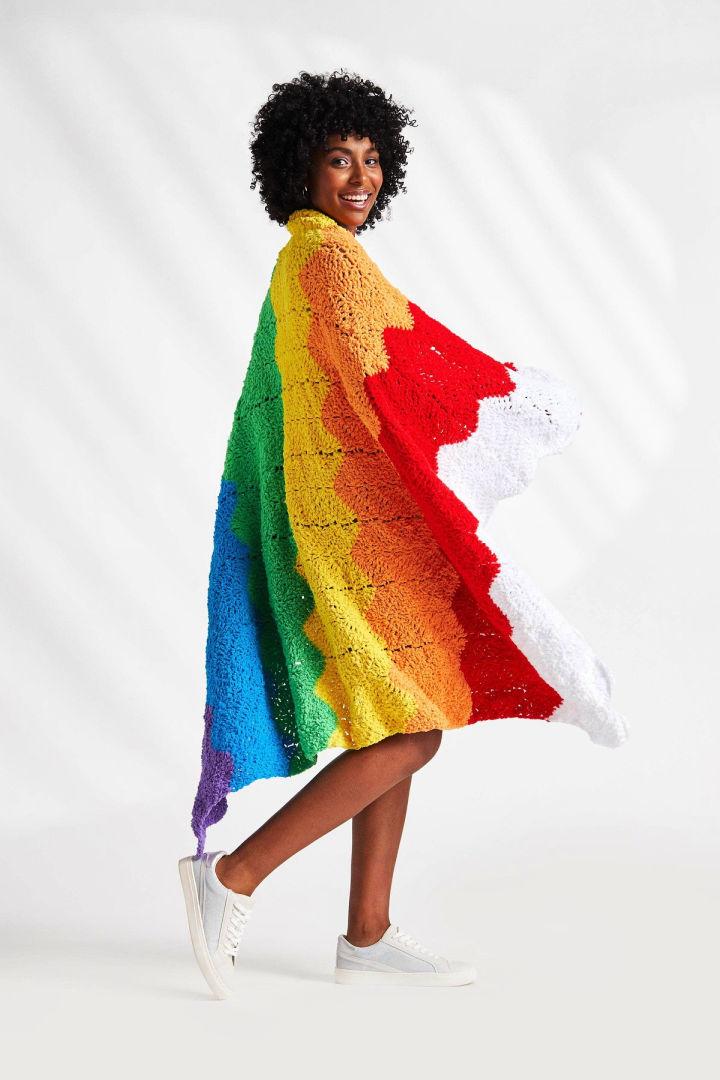 Modern Striped Crochet Rainbow Blanket Pattern